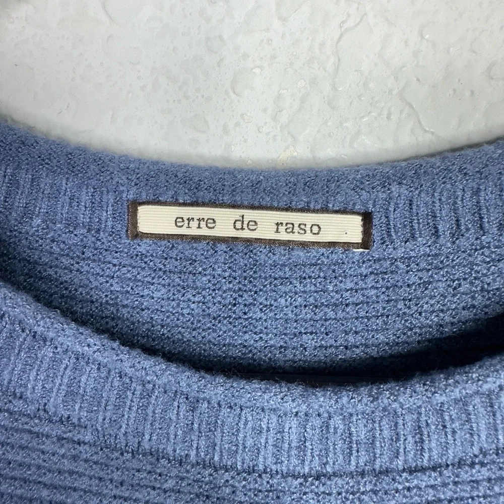 Erre De Raso Sweater Womens L/XL Blue Long Sleeve Ribbed‎ Knit Preppy Business